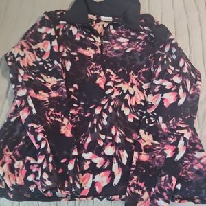Columbia Black and Pink Patterned Fleece Pullover